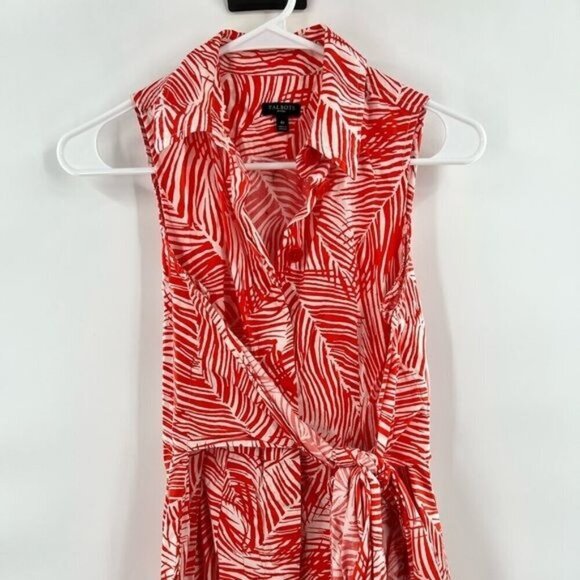 Talbots red white leafy belted dress 4P - Picture 2 of 10